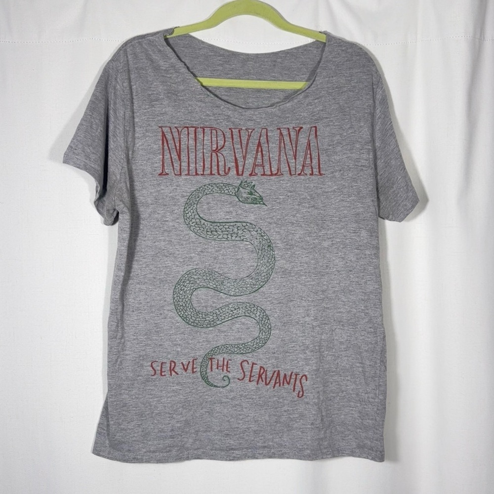 Nirvana “Serve the Servants” Raw Cut Neckline Graphic Tee